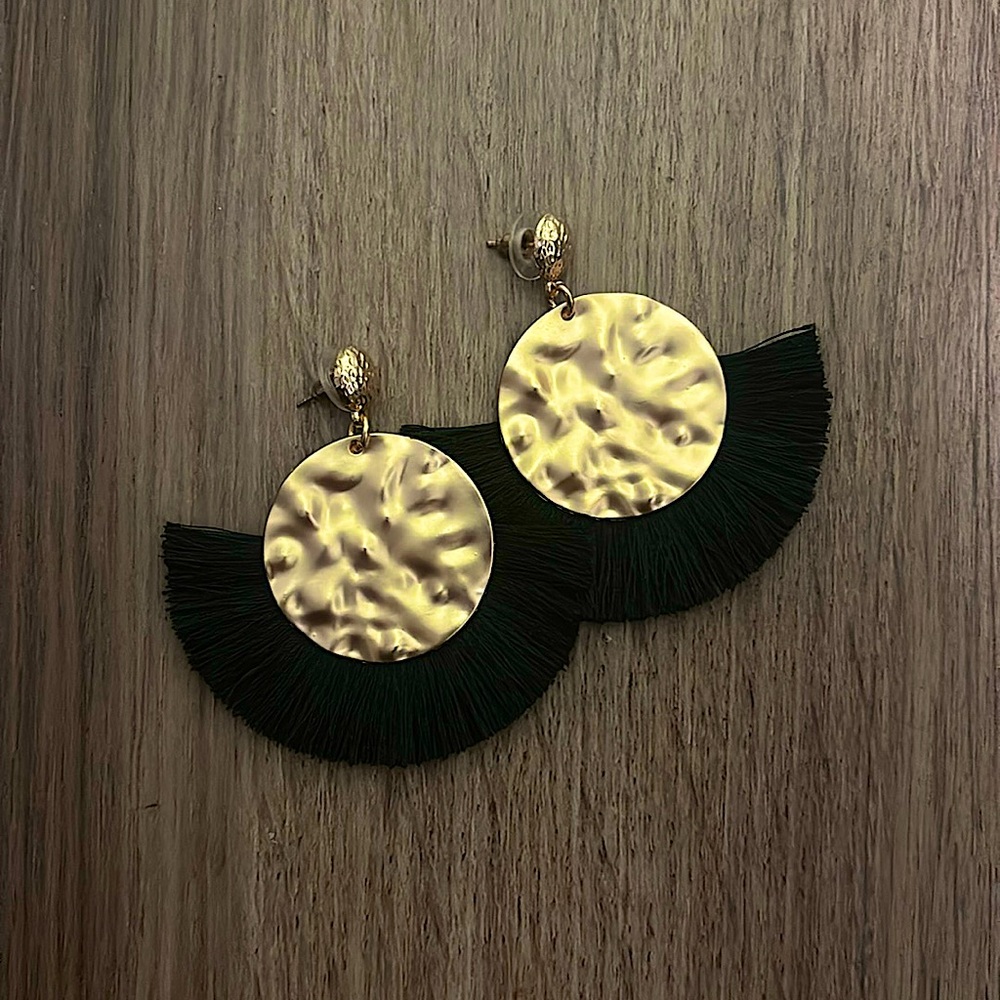 brushed gold tassel earrings